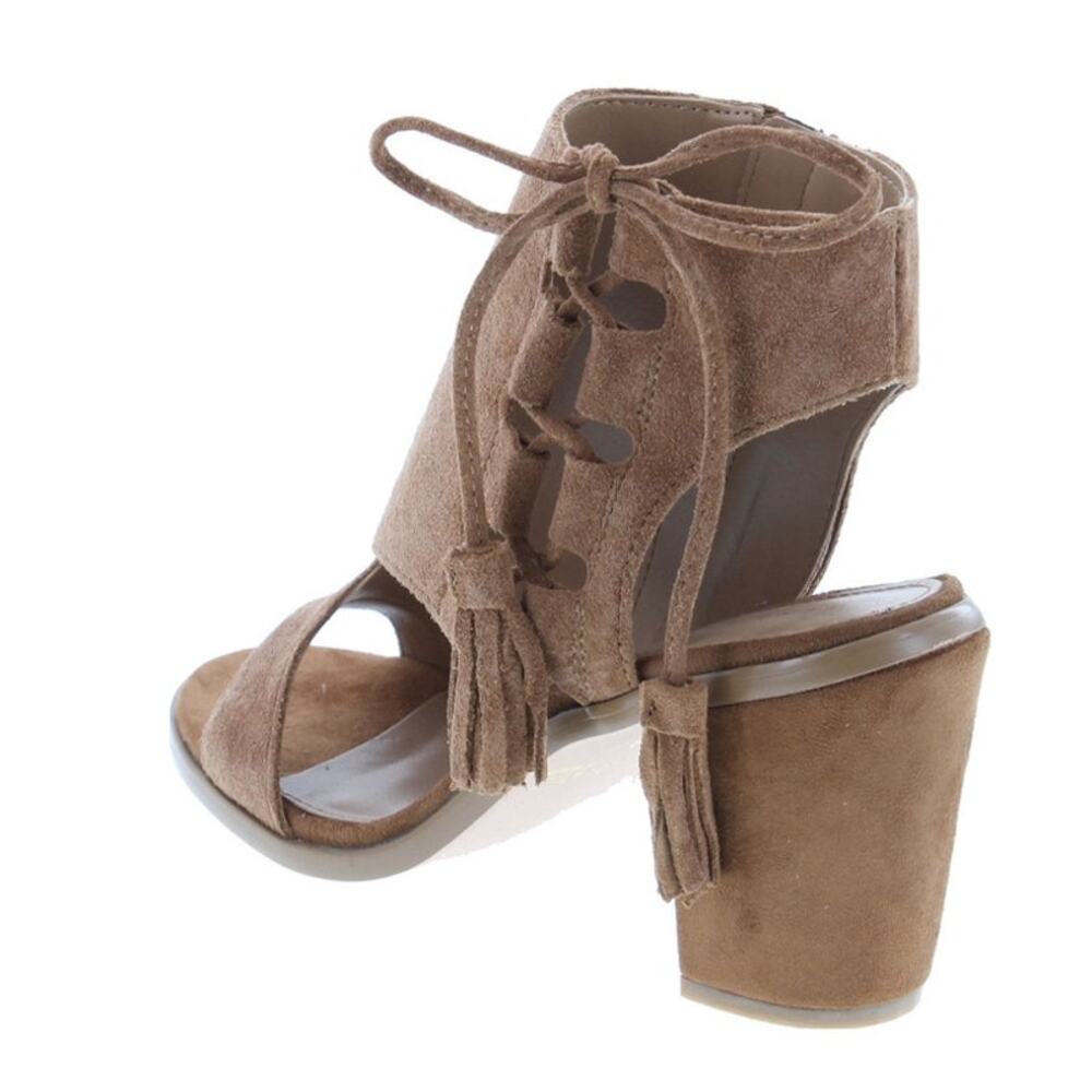 VERY VOLATILE Womens Tassel Open-Toe Suede Cherri Heeled Ankle Boots Size 9 NIB - Picture 3 of 5